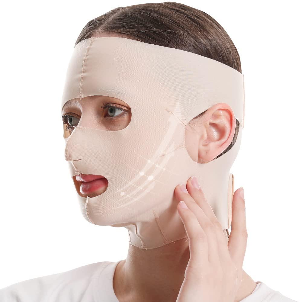 Dongzhur Full Face Lift Sleeping Belt, Cheek Chin Slimming Belt Strap Face  Mask Slimming Bandage, Thin Facial Massage Shaper, Reusable and Breathable