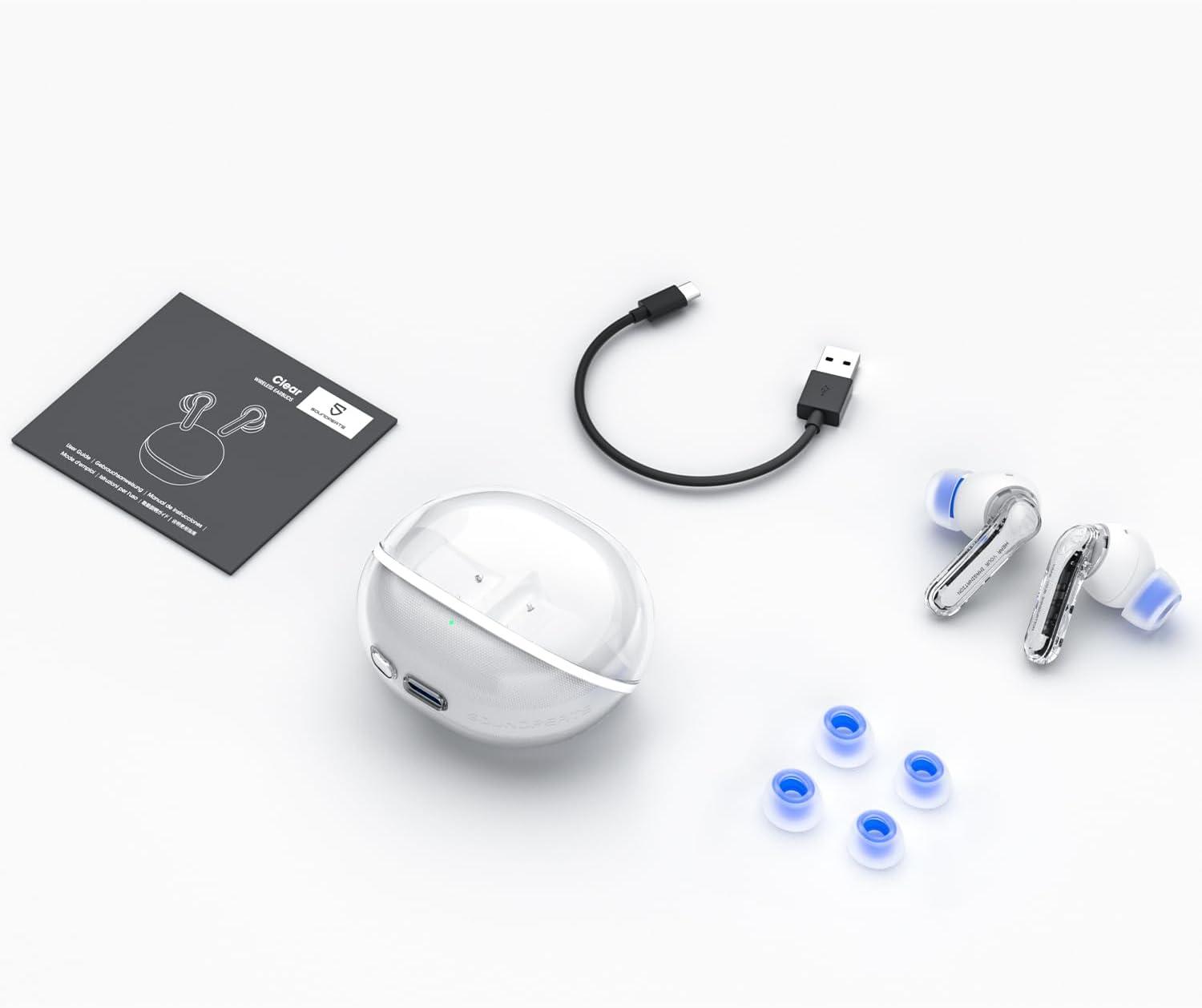 SoundPEATS Clear Wireless Earbuds Bluetooth 5.3 Earbuds 12mm