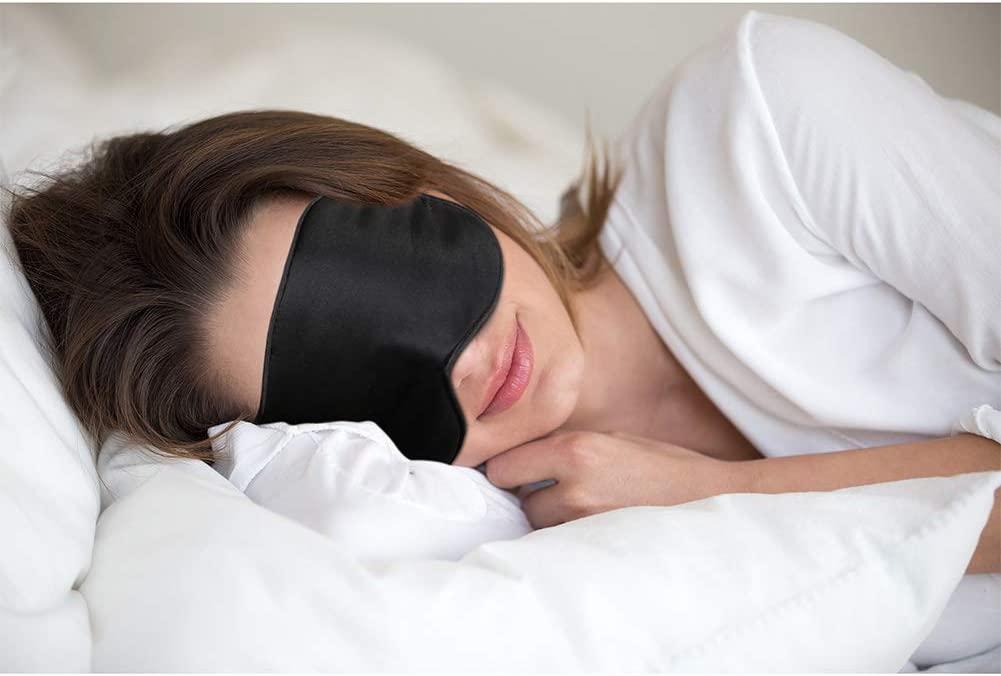 Sleep Mask, Natural Silk Eye Mask Super Smooth Blindfold Sleeping Mask by  Jazzznap, Black