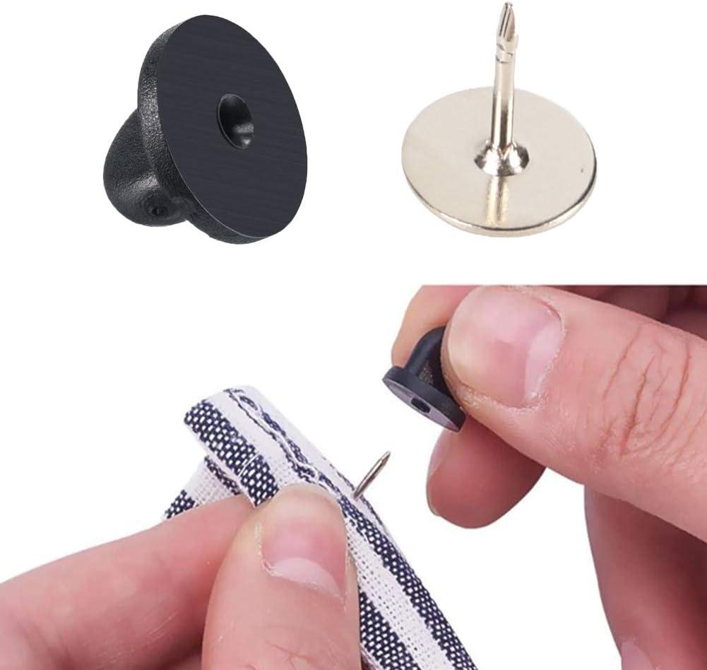 KASBEE Tie Tacks Blank Pins with PVC Rubber Pin Backs, 50 Pairs Locking Clasp for Badge Insignia DIY Crafts