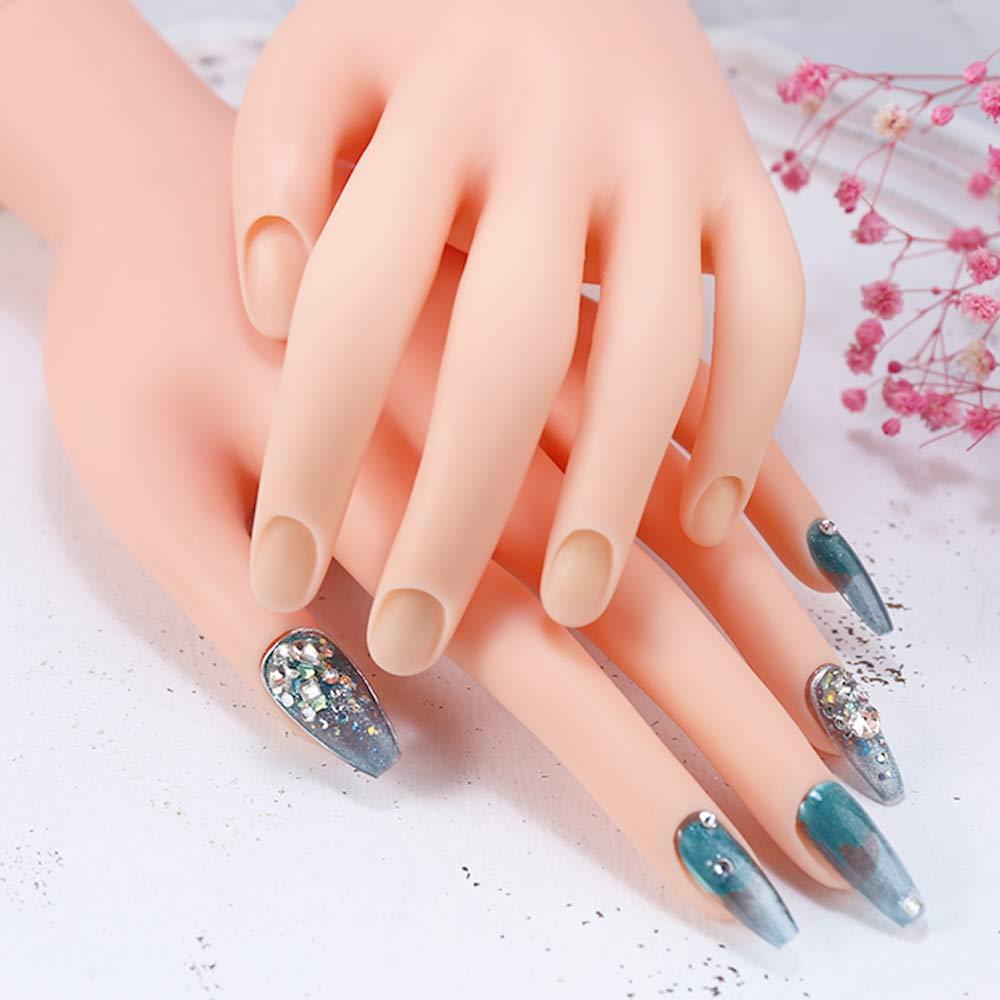 GULALUUK Hand for Nail Practice Fake Hands to Practice Fake Nails Practice Hand for Acrylic Nails Flexible Hand for Nail Practice Kit Nai