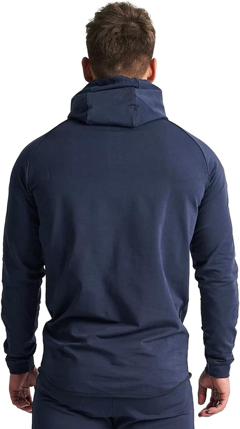 GYMELITE Men's 1/4 Zip Fashion Pullover Hoodie Athletic Workout Fit Cotton  Hooed Sweatshirts Casual Long Sleeve with Pocket Navy Blue XX-Large