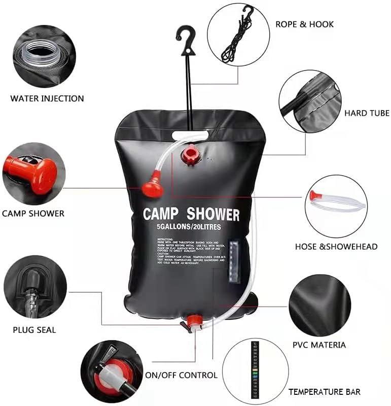 VIGLT Portable Shower Bag for Camp Shower 20L/5 Gallons Solar Shower  Camping Shower Bag with