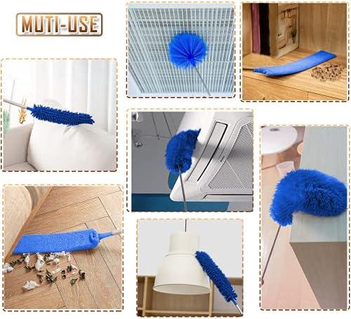  Dusters for Cleaning,6 PCS Feather Duster Microfiber Duster  with 100'' Stainless Steel Extension Pole, Bendable & Washable Telescopic  Cobweb Duster for Ceiling Fan,High Ceiling,Blinds,Furniture & Cars : Health  & Household