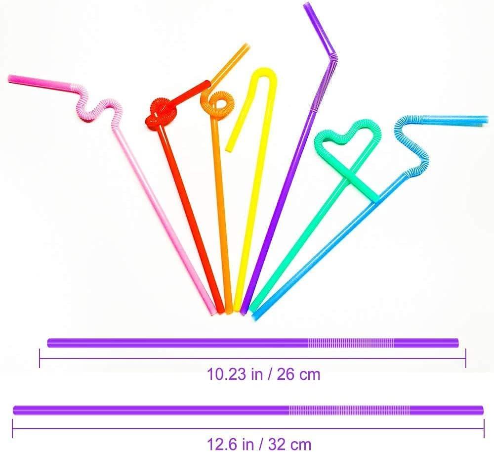Colorful Straws Extra Long Flexible Bendy Disposable Plastic