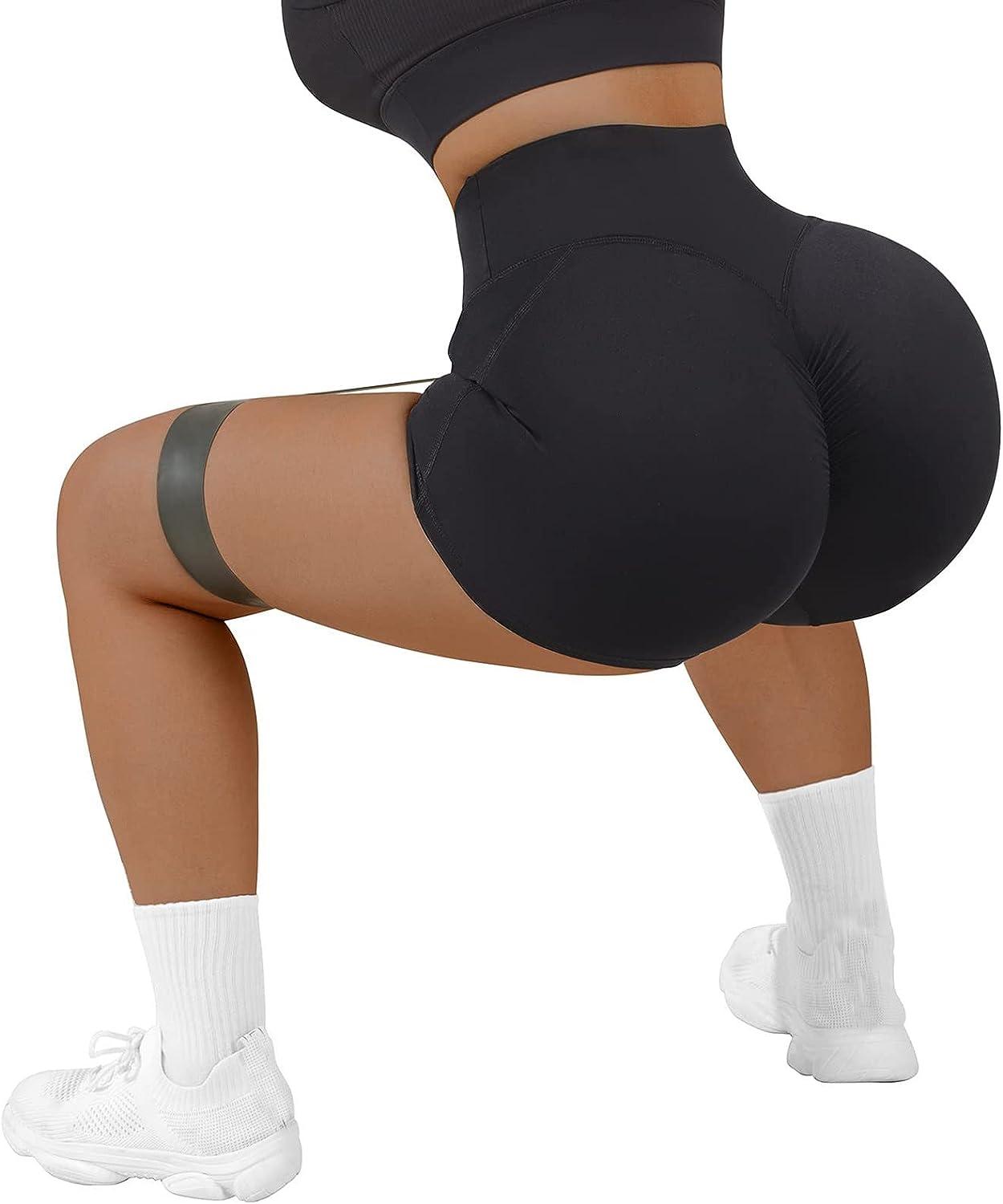 Women Workout Shorts Scrunch Butt Lifting 4.5 Seamless Mandy Shorts Gym  Athletic High Waist Yoga Shorts Wine X-Large