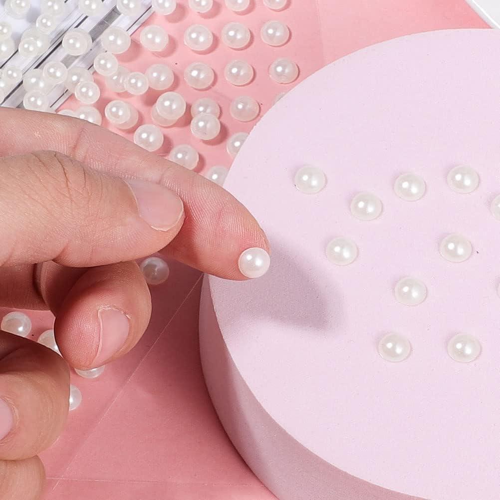 SPEESJOY Self Adhesive Pearl Stickers, Hair Pearls Stick on for Crafts Face, Makeup, Nail, Flat Back Pearl Assorted size, Perlas Para El Cabello de Mujer
