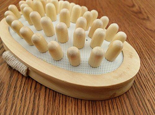 JIAHAO 2PCS Natural Wood Wooden Hand-Held Massager Body Brush Cellulite  Reduction(L)
