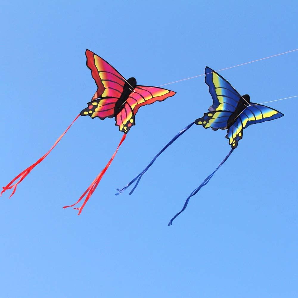 HENGDA KITE for Kids and Adults Amazing Colorful Butterfly Kite for Outdoor  Games and Activities Single Line Kite with Flying Tools A Red & Blue