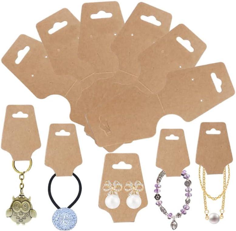 200PCS Bracelet Display Cards, Adhesive Necklace Keychain Display Cards  Jewelry Choker Card Holder Kraft Paper Hanging Jewelry Tags for Selling