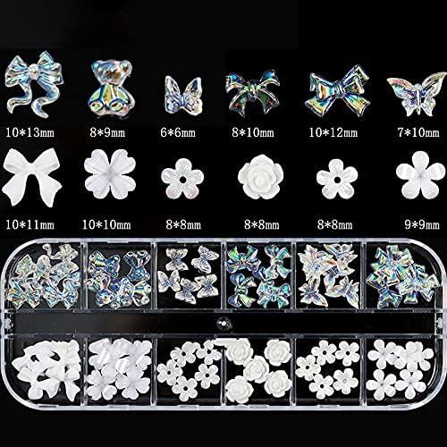  WOKOTO 2Box Flower Nail Charms 3D Flowers For Nails