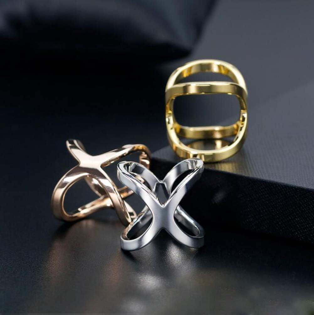 2PCS(Gold+Silver) X Shaped Women Lady Girls Fashion Scarf Ring Buckle  Modern Simple Jewelry Silk Scarf Clasp Clips Clothing Wrap Holder Clothing  Decoration Accessories for T-Shirt Neckerchief Shawl