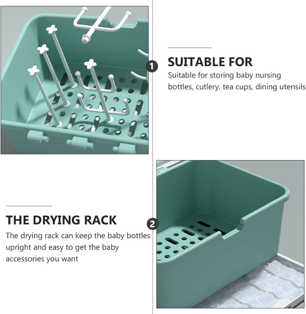 FELTECHELECTR Cutlery Storage Box Utensil Drying Rack Baby Bottle Organizer  Dish Sink Drainer with Lid Dish Drying Basket Sink Drying Rack Dish Drying