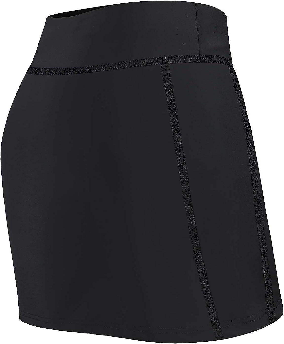 BLEVONH Women Tennis Skirts Inner Shorts Elastic Sports Golf Skorts with  Pockets Black Large