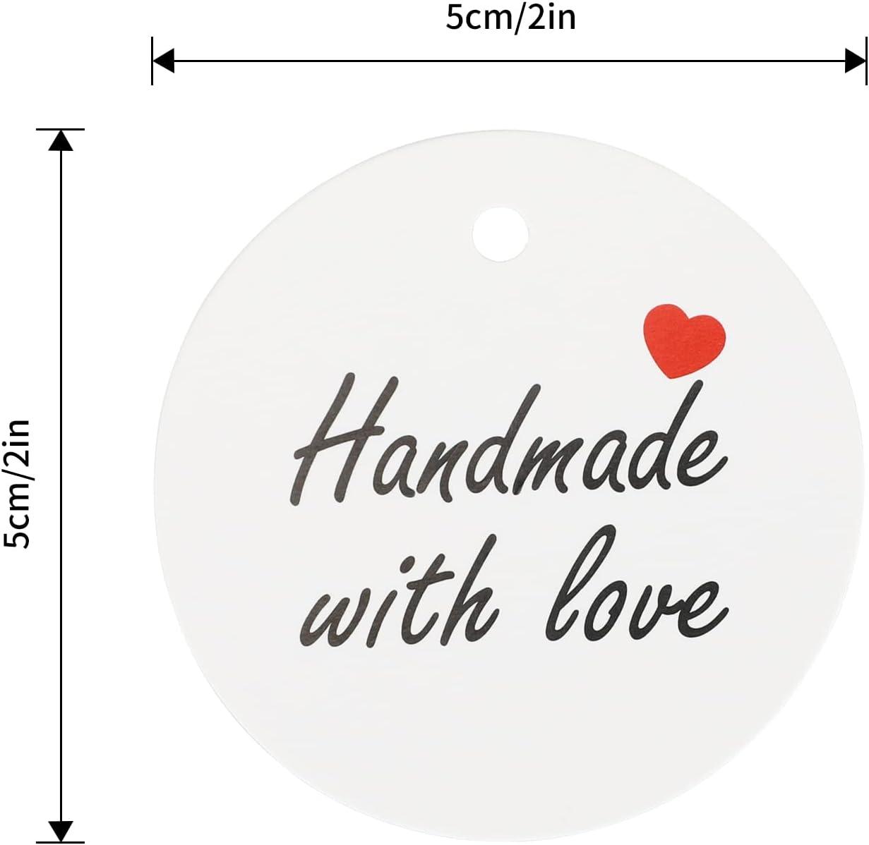 Handmade Gift Tags,100 PCS Round Handmade Kraft Hang Tags,Brown