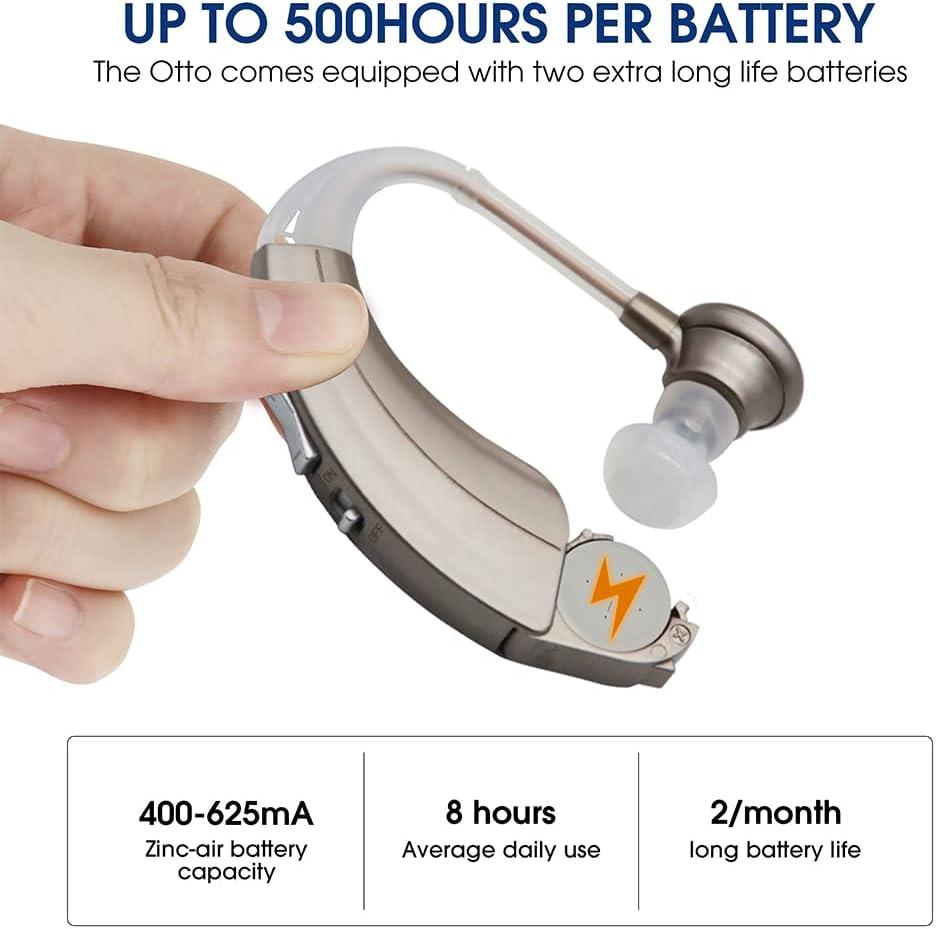 Hearing Aid for Seniors and Adults, Digital Hearing Amplifier with  Adjustable Volume and Noise Reduction, 500 Hours Per Battery Life and  Hearing Aid