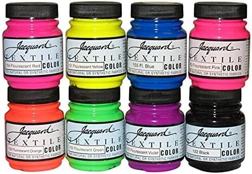  Jacquard fabric paint Fluorescent Textile 8-Color Set for  Clothes,Permanent Fluorescent Paint for Jeans, Shoes, Canvas, Leather,  Upholstery, With 3 brushes : אמנות, יצירה ותפירה