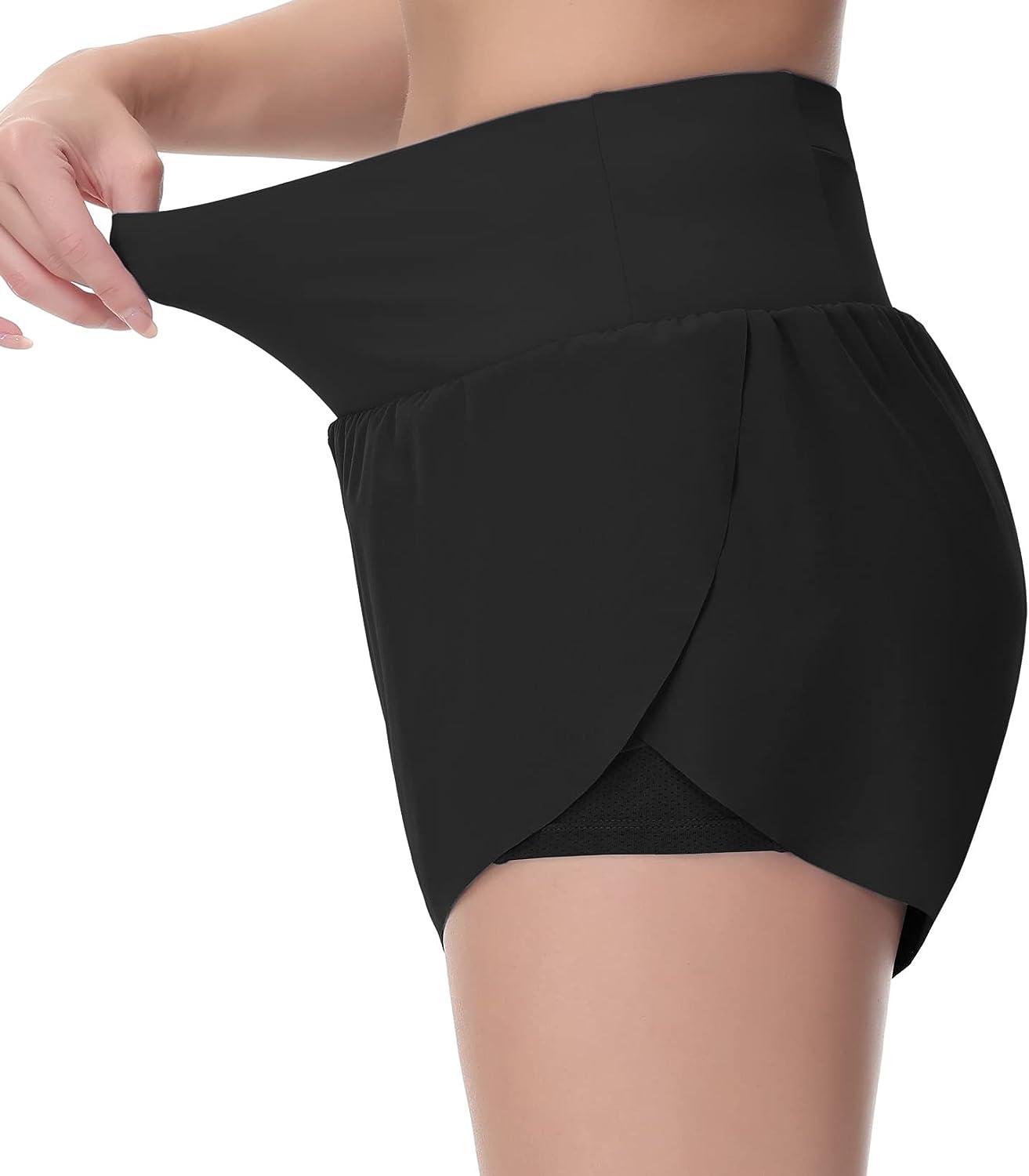 THE GYM PEOPLE Womens Quick Dry Running Shorts Mesh Liner High
