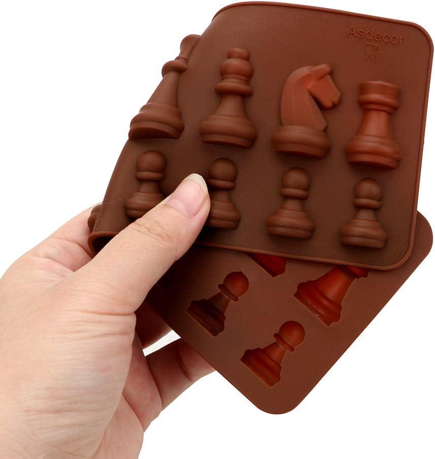 MoldFun 2pcs Chess Pieces Resin Molds, International Chess Silicone Mold Epoxy Resin Craft Casting Chocolate Candy Fondant Sugar