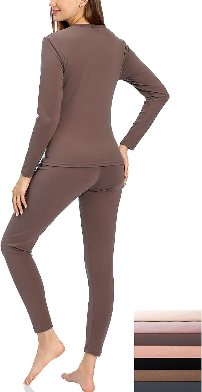 Women's Ultra Soft Thermal Underwear Long Johns Set Winter Warm Fleece  Lined Long Sleeve Base Layer Set 