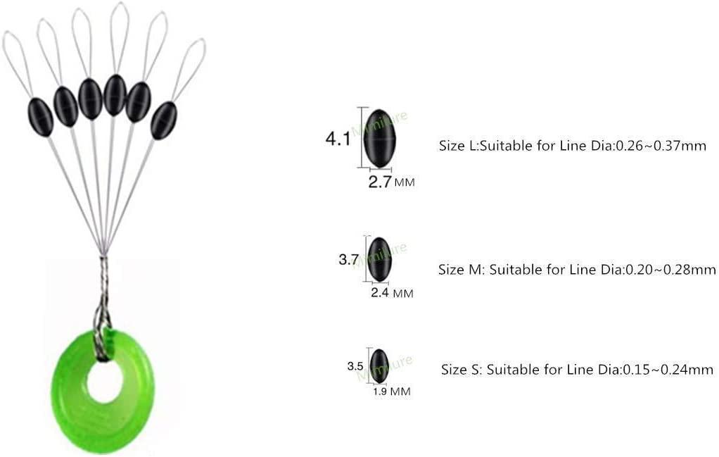 Rubber Fishing Bobber Stopper, 6 in 1 Float Sinker Stops, Oval Cylinder, L  M S Float Stop Available 