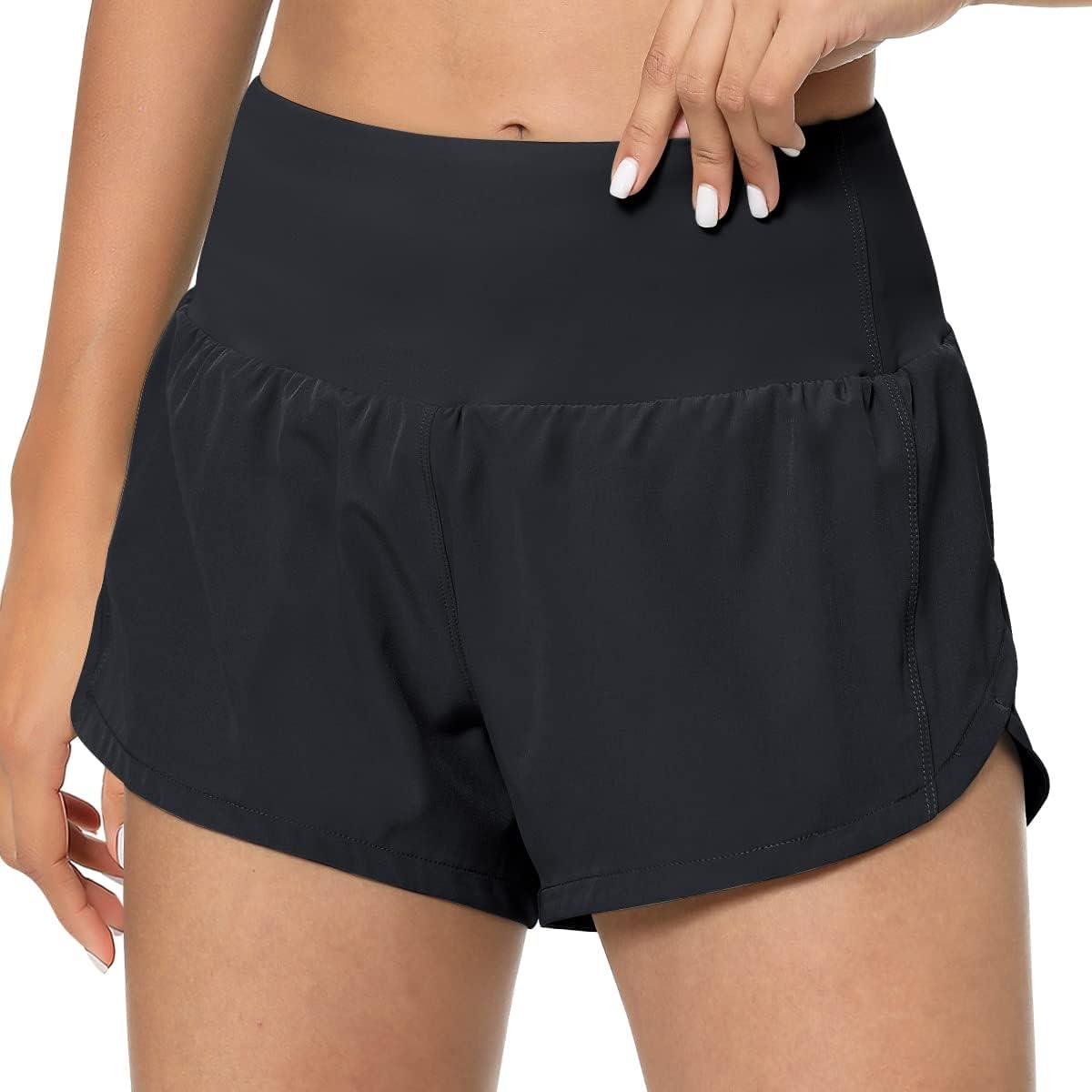 Womens Lined Athletic Shorts High Waisted Running Shorts with Pockets Quick  Dry Gym Workout Shorts