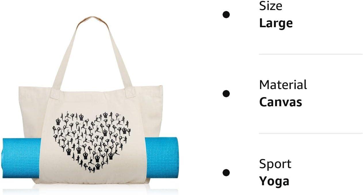 Yoga Pilates Mat Bag Basic Canvas Tote With Mat Carrier Pocket