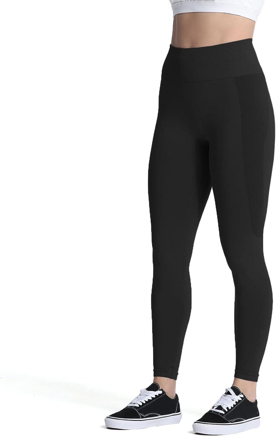 Aoxjox Seamless Scrunch Legging for Women Asset Tummy Control Workout Gym  Fitness Sport Active Yoga Pants A Black Large