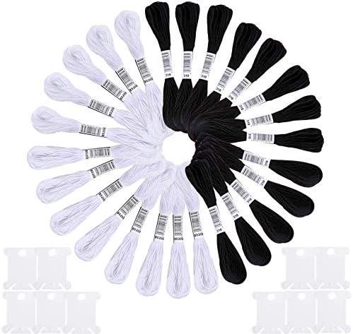 10pcs/set White and Black Cross Stitch Embroidery Thread, Hand Embroidery  Floss, For DIY Sewing