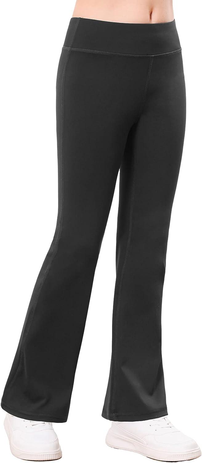 Desol Girls Flare Leggings with Pockets, High Waist Bootcut Yoga Pants,  Dance Athletic Bell Bottoms for Teen &Kids
