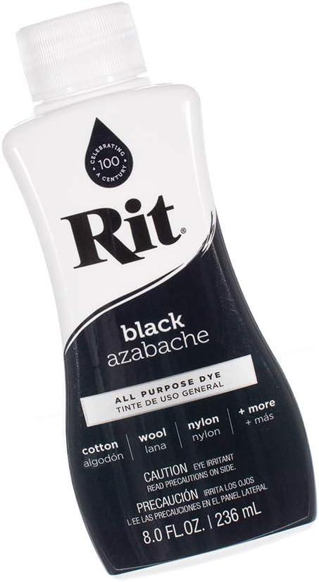 Rit Dye 43327 Purpose Liquid Dye, Black, 8 fl oz (Three Pack)