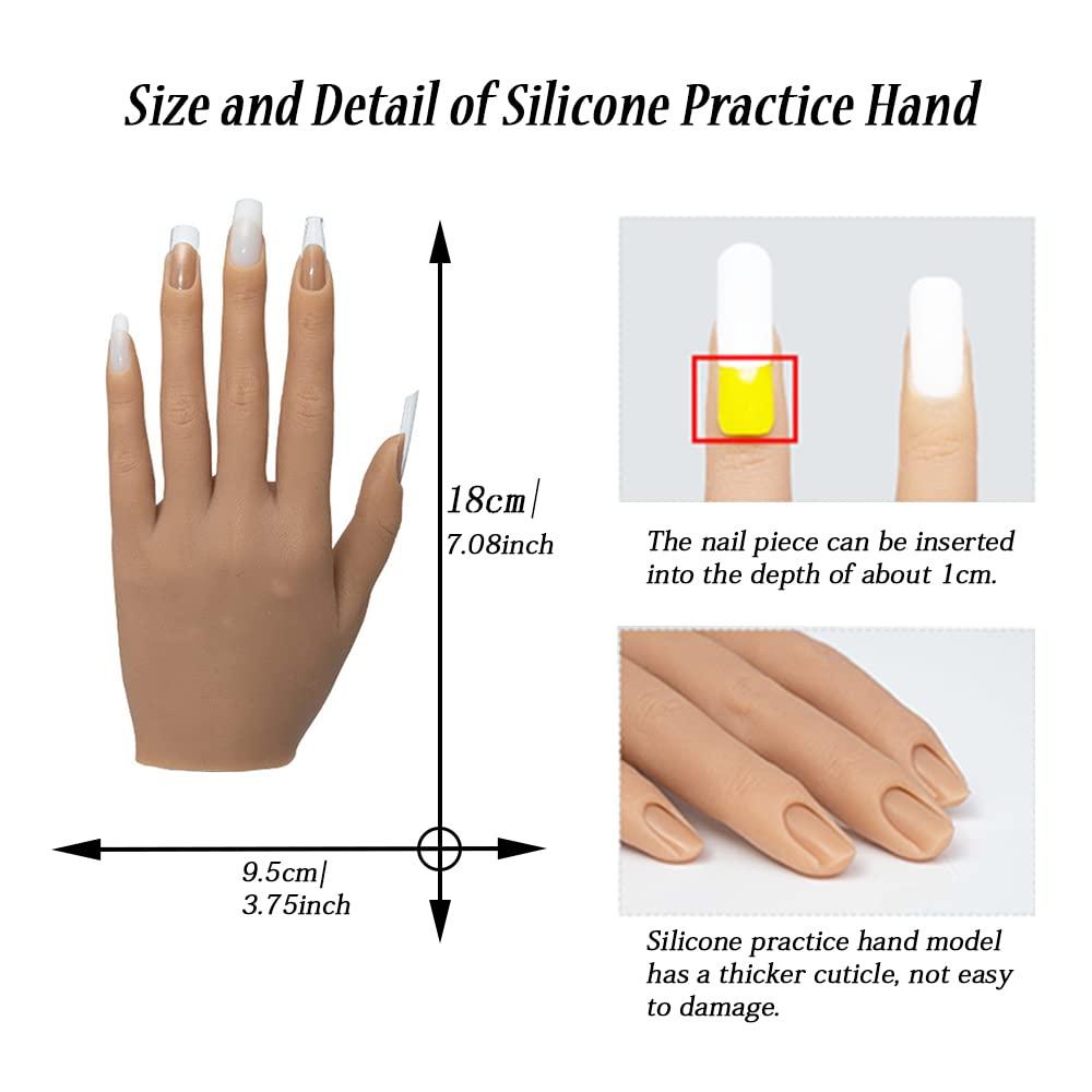 Practice Hand for Acrylic Nails, Soft Silicone Nail Hand Practice Mannequin  Hand with Stand Bracket, Realistic Fake Hand for Nail Practice, Flexible  Bendable Nail Training Hand for Nail Art