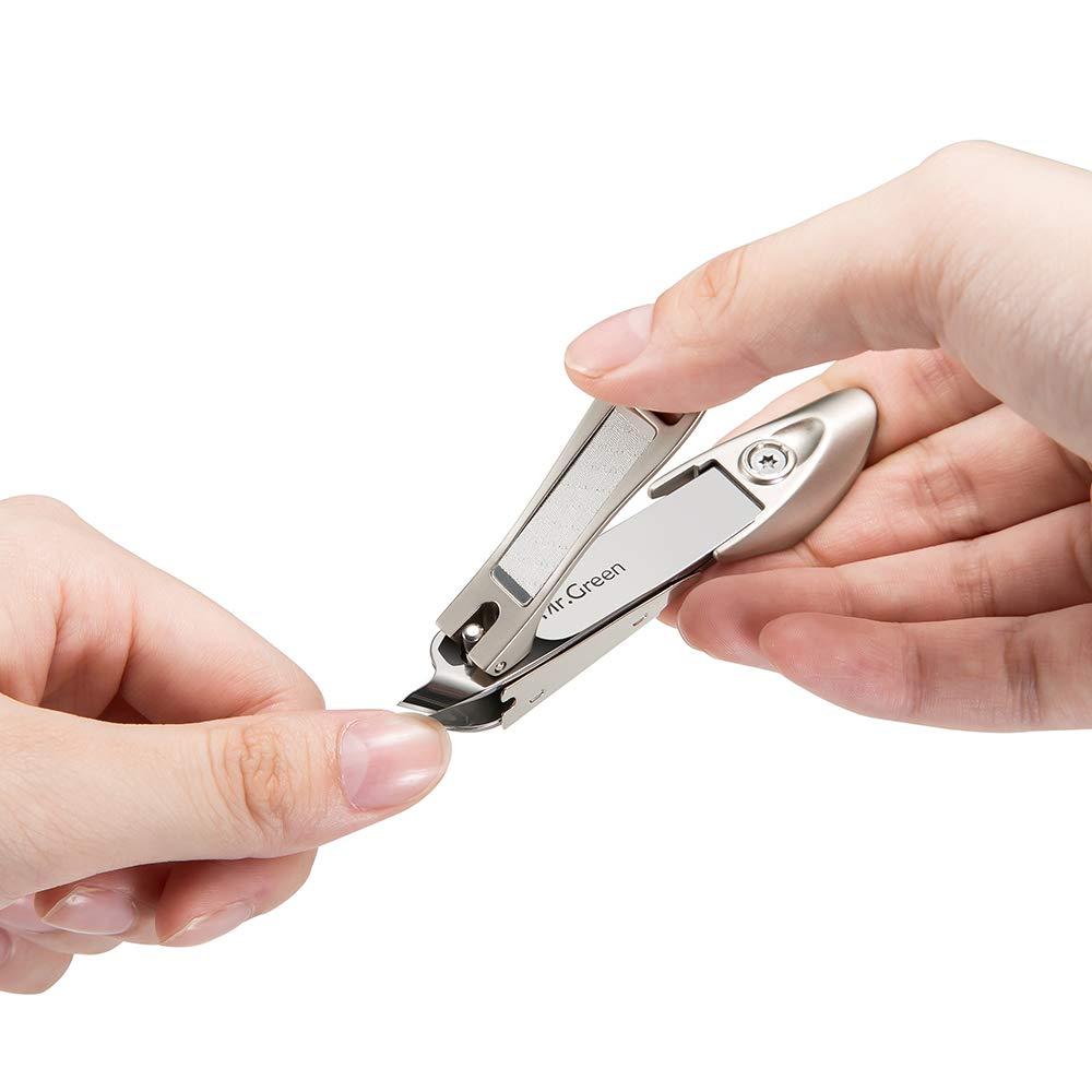 Nail Clipper with Catcher, Slanted Edge Nail Cutting Clippers Stainless  Steel Fingernail Cutter Trim with File for Men and Women Mr-1115plus