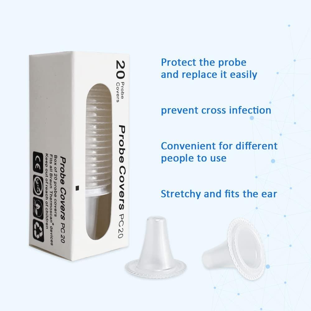 200 Pcs Ear Thermometer Probe Covers, Refill Caps, Lens Filters Compatible  for All Braun ThermoScan Models and Other Types of Digital Thermometers  Disposable Covers (200 pcs)