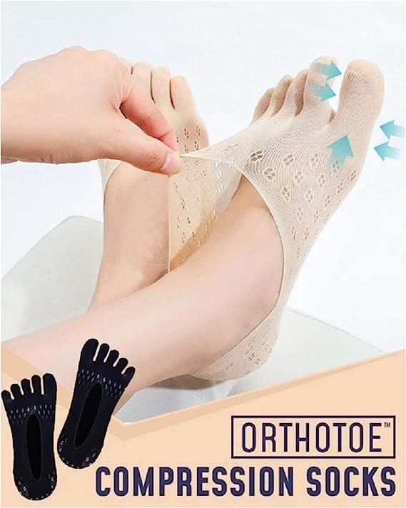 10 Pairs Sock Align Toe Socks for Bunion, Orthopedic Compression Toe Sock  Women, No Show Low Cut Five Finger Socks (One Size for Women,Black)