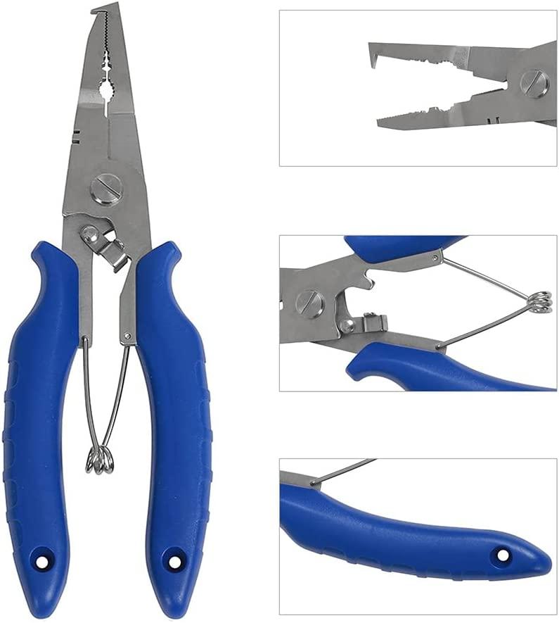 Amoygoog Fishing Pliers Saltwater, Stainless Steel Fishing Needle Nose  Pliers, Split Ring Fishing Hooks Remover, Cut Fishing Line Fishing  Multitool Pliers with Sheath Telescopic Lanyard