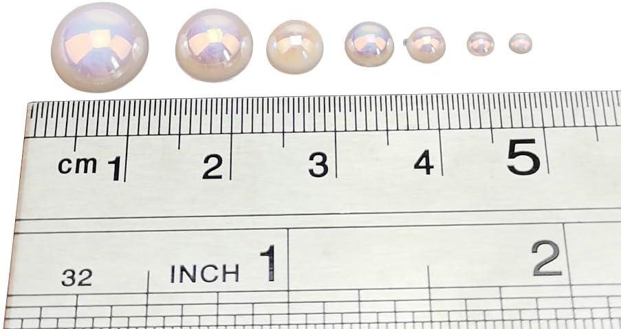 Chenkou Craft 3000PCS 1 Box White AB Round Flatback Imitation Half Pearls  Bead Loose Beads Gem (White AB Half Ball)