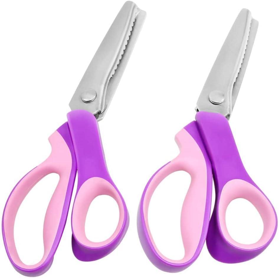 LIZARA Professional Heavy Duty Pinking Shears Scissors for Fabric | Pack of  ZigZag Scissors and Scalloped Pattern Scissors | Pinking Shears for Fabric