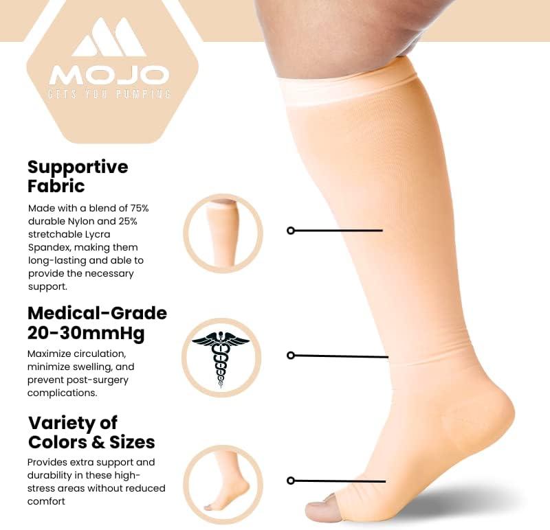 Zipper Medical Compression Socks With Open Toe Zipper Stocking for Varicose  Veins Edema Swollen or Sore Legs (Tan, Black)