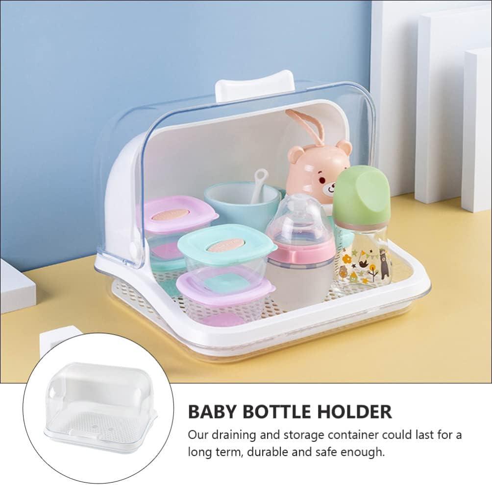 Baby Bottle Drying Rack With Cover Storage Box Large Organizer