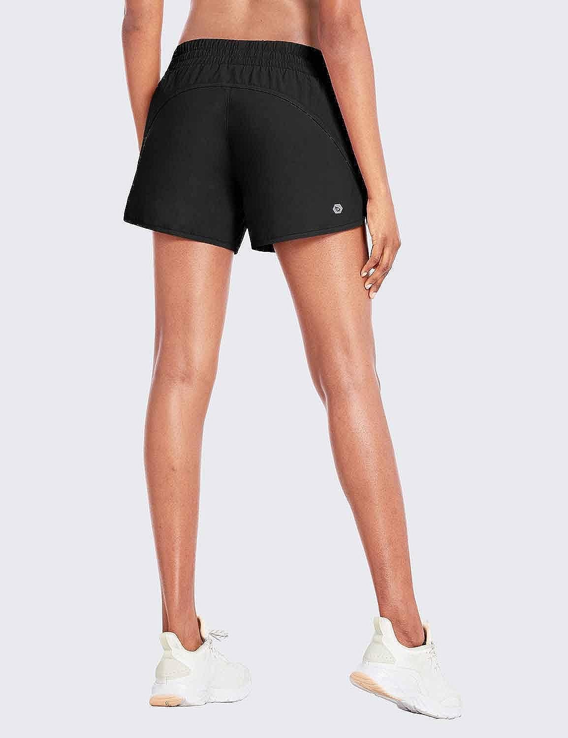 BALEAF Men's 2 in 1 Running Athletic Shorts 5 Quick Dry Workout Shorts  with Liner Zipper Pocket Black/Black Size S 