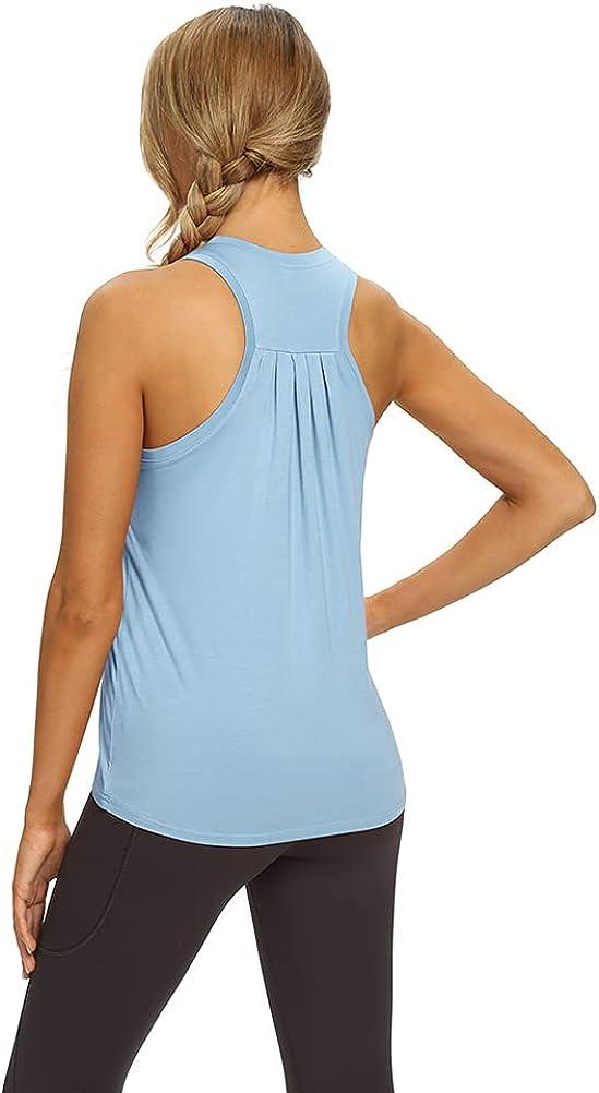 Mippo Workout Tops for Women High Neck Racerback Tank Tops Loose Fit  Athletic Yoga Shirts Large Light Blue