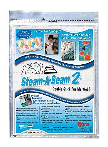  Warm Company Steam-A-Seam 2 Double Stick Fusible Web-9X12  Sheets 5/Pkg (5517)