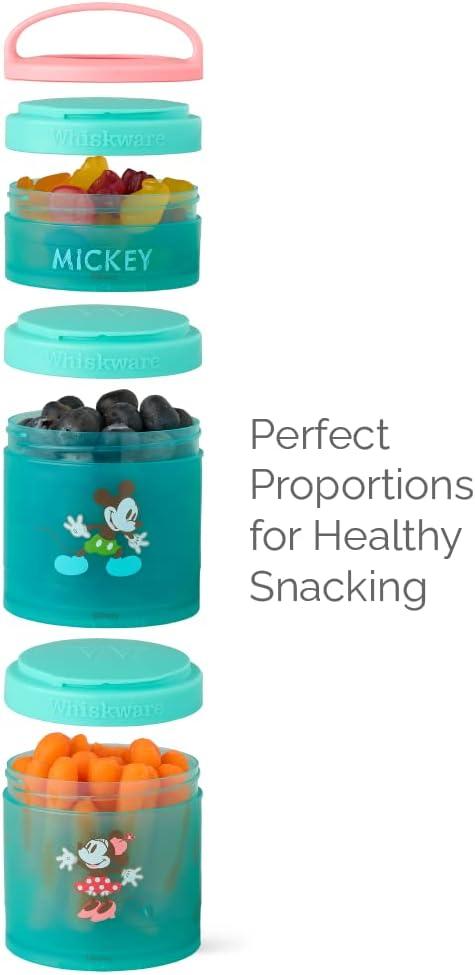Whiskware Disney Stackable Snack Containers for Kids and Toddlers 3 Stackable  Snack Cups for School and