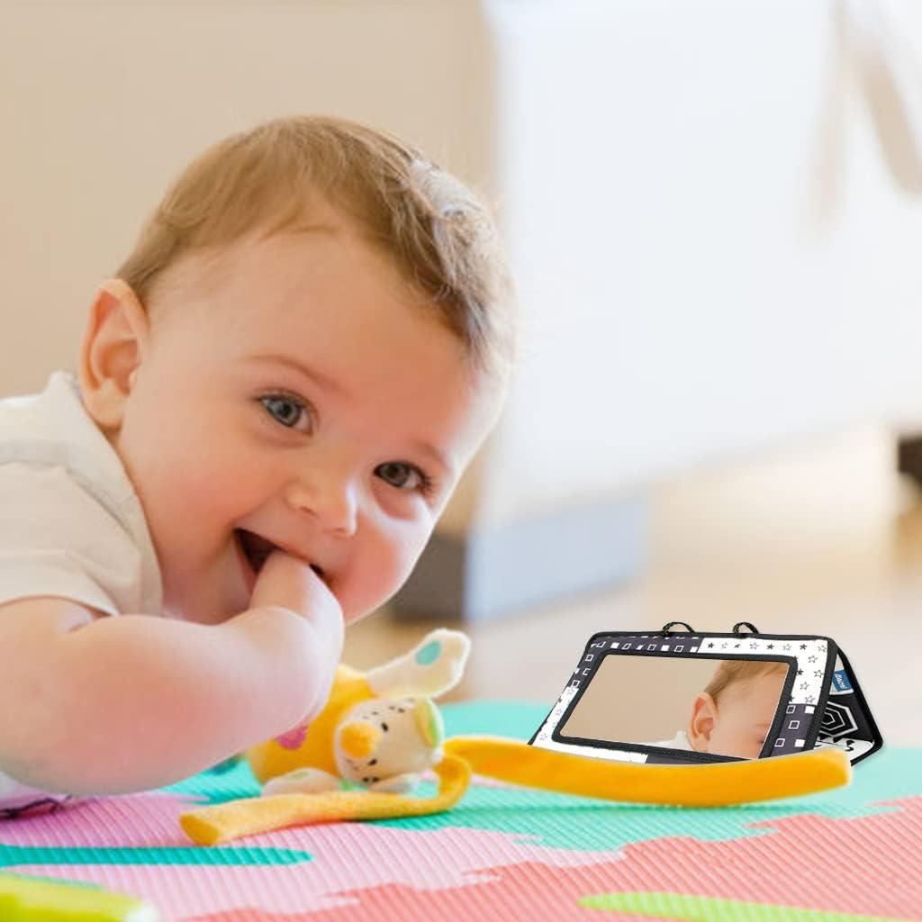 Development Crawl Toys For Babies Tummy Time Activity Mirror Black White  Baby Sensory Toys Montessori Baby