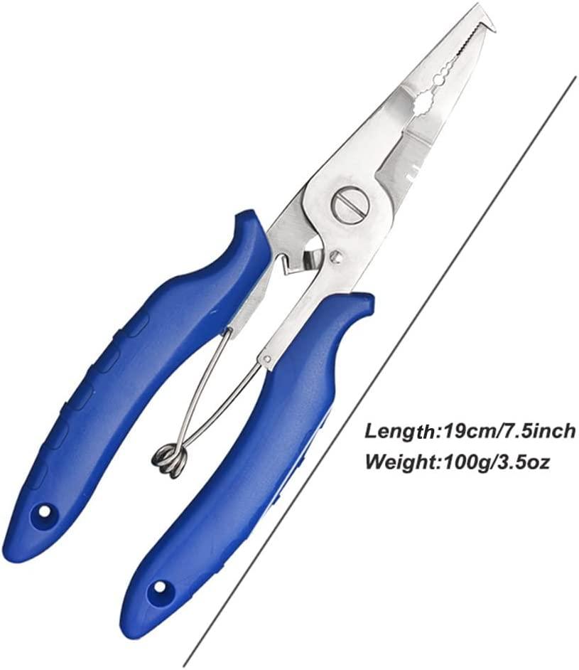Amoygoog Fishing Pliers Saltwater, Stainless Steel Fishing Needle Nose  Pliers, Split Ring Fishing Hooks Remover, Cut Fishing Line Fishing Multitool  Pliers with Sheath Telescopic Lanyard