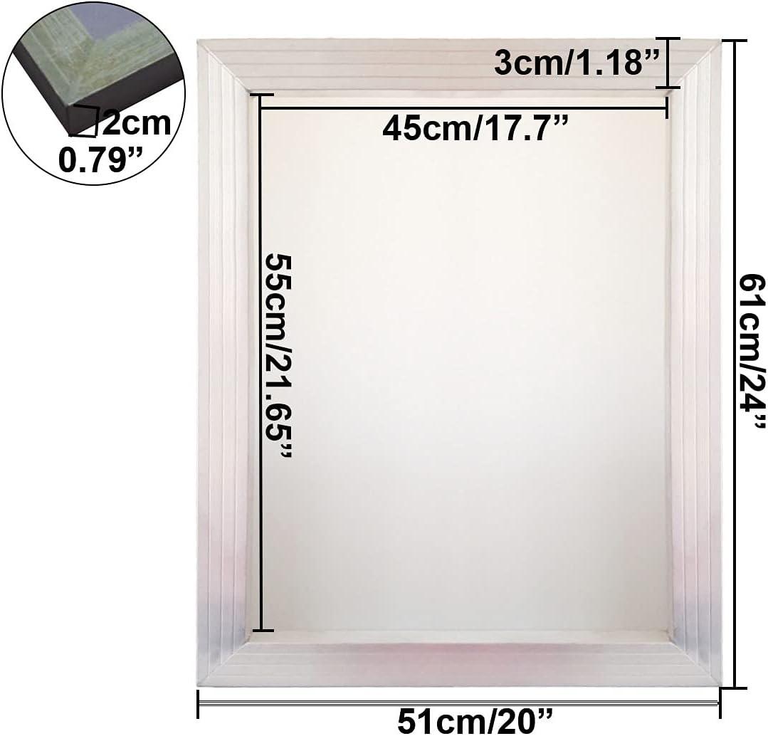Aluminum Silk Screen Printing Screens 20 x 24 Inch Frame-110 White Mesh (2  PCS)