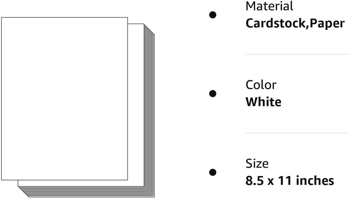 White Cardstock Thick Paper 100 Sheets Ohuhu 8.5 x 11 Heavyweight 80lb Cover  Card Stock for Crafts and DIY Cards Making