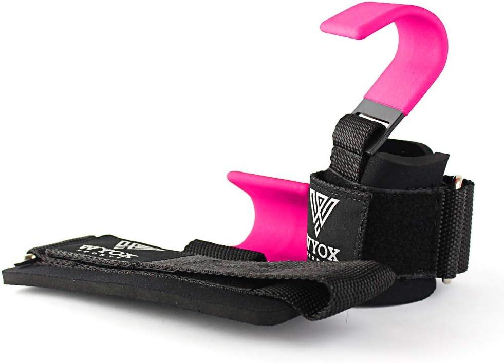 Weightlifting Hooks Made of Iron w/ Wrist Straps, Pink - Estremo