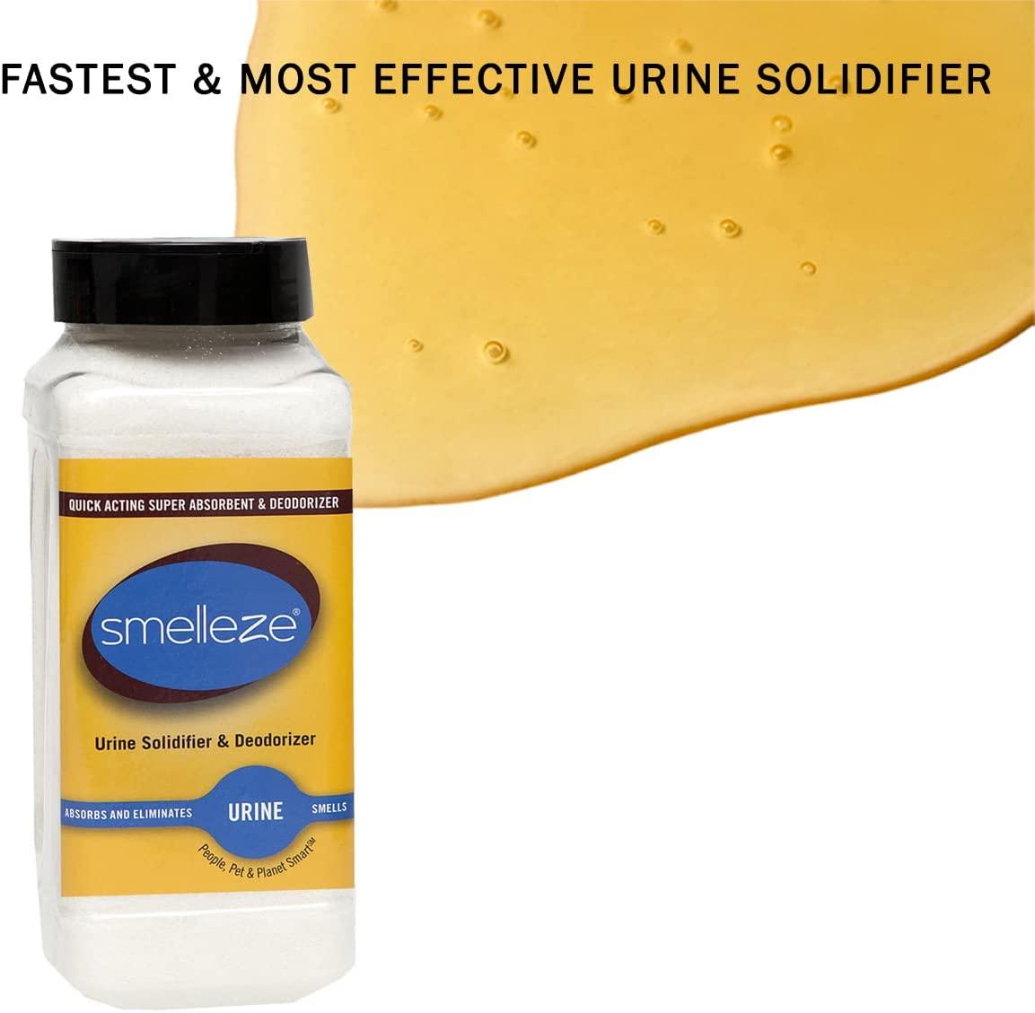 SMELLEZE Urine Super Absorbent, Solidifier & Deodorizer: 2 lb. Granules  Rapidly Solidifies Urine & Diarrhea in Pet Loo, Dog Litter Box, Pet Potty  Trainer, Portable Urinals/Toilets, Bedpans, etc.